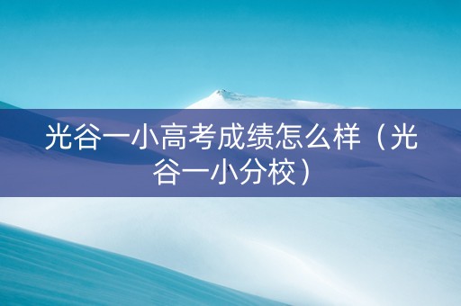 光谷一小高考成绩怎么样（光谷一小分校）