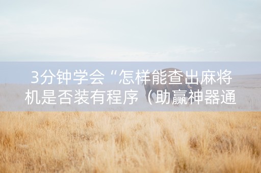 3分钟学会“怎样能查出麻将机是否装有程序（助赢神器通用版）