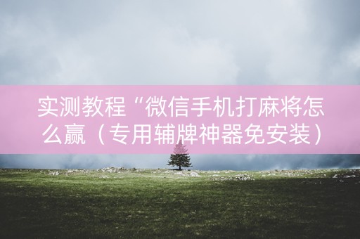 实测教程“微信手机打麻将怎么赢（专用辅牌神器免安装）