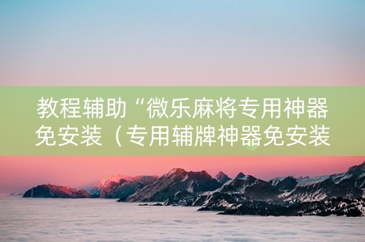教程辅助“微乐麻将专用神器免安装（专用辅牌神器免安装）