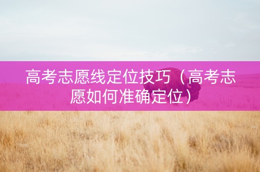 高考志愿线定位技巧（高考志愿如何准确定位）
