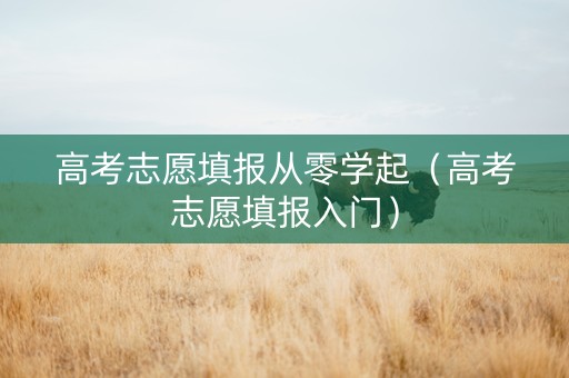高考志愿填报从零学起（高考志愿填报入门）