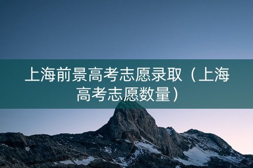 上海前景高考志愿录取（上海高考志愿数量）