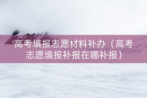 高考填报志愿材料补办（高考志愿填报补报在哪补报）