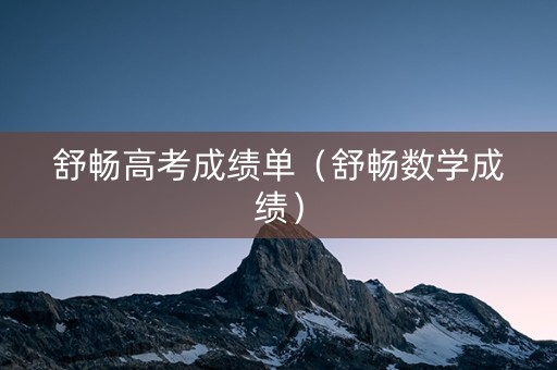 舒畅高考成绩单（舒畅数学成绩）