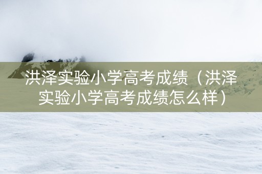 洪泽实验小学高考成绩（洪泽实验小学高考成绩怎么样）