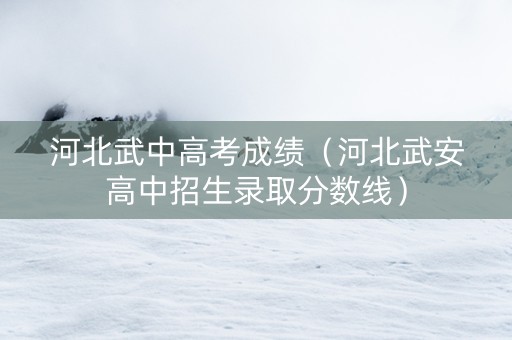 河北武中高考成绩（河北武安高中招生录取分数线）