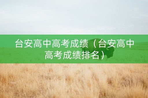 台安高中高考成绩（台安高中高考成绩排名）
