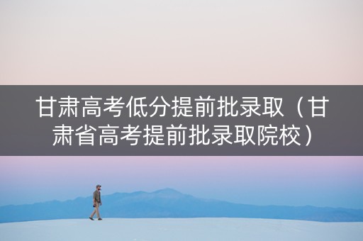 甘肃高考低分提前批录取（甘肃省高考提前批录取院校）