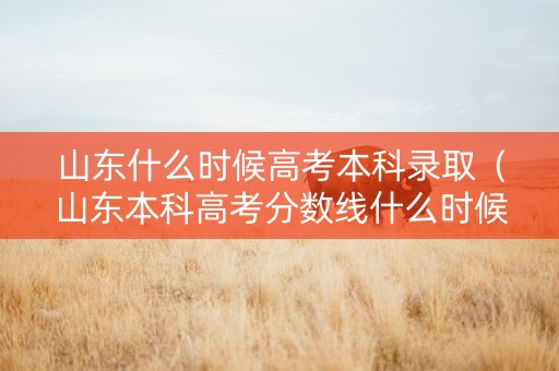 山东什么时候高考本科录取（山东本科高考分数线什么时候公布）