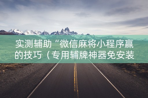 实测辅助“微信麻将小程序赢的技巧（专用辅牌神器免安装）