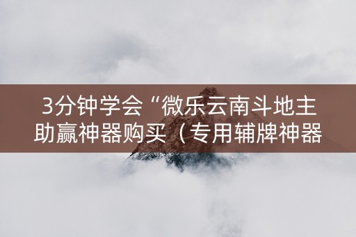 3分钟学会“微乐云南斗地主助赢神器购买（专用辅牌神器免安装）