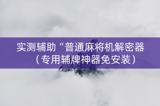 实测辅助“普通麻将机解密器（专用辅牌神器免安装）