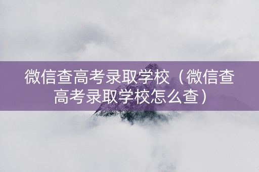 微信查高考录取学校（微信查高考录取学校怎么查）