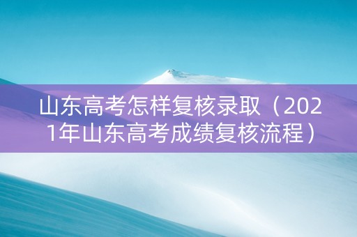山东高考怎样复核录取（2021年山东高考成绩复核流程）