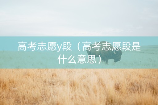 高考志愿y段（高考志愿段是什么意思）