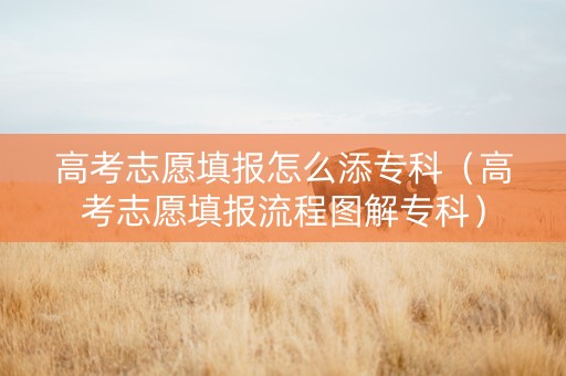 高考志愿填报怎么添专科（高考志愿填报流程图解专科）