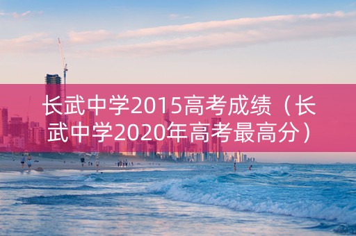 长武中学2015高考成绩（长武中学2020年高考最高分）
