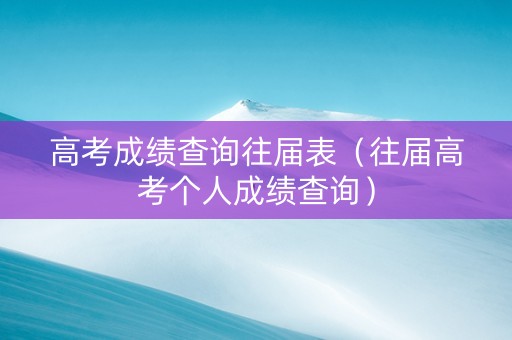 高考成绩查询往届表（往届高考个人成绩查询）