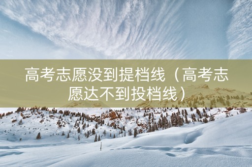 高考志愿没到提档线（高考志愿达不到投档线）