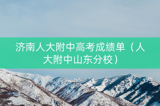 济南人大附中高考成绩单（人大附中山东分校）