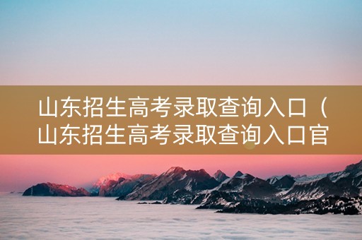山东招生高考录取查询入口（山东招生高考录取查询入口官网）
