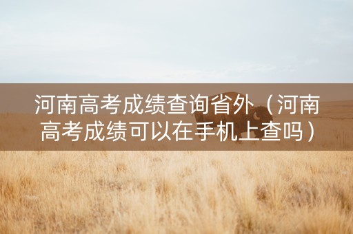 河南高考成绩查询省外（河南高考成绩可以在手机上查吗）