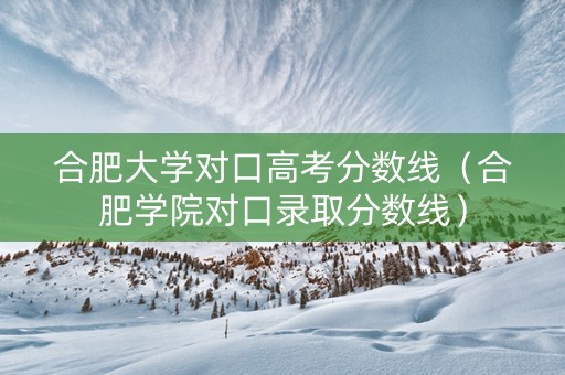合肥大学对口高考分数线（合肥学院对口录取分数线）