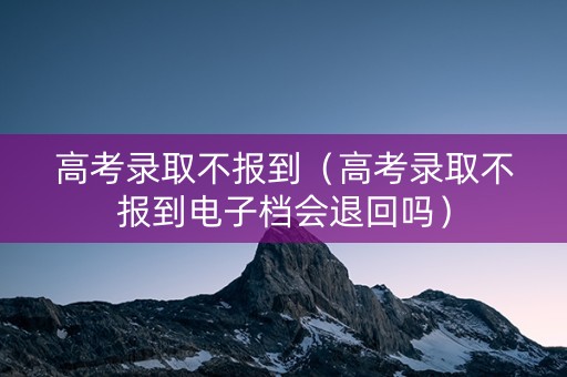 高考录取不报到（高考录取不报到电子档会退回吗）
