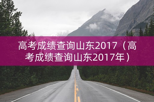 高考成绩查询山东2017（高考成绩查询山东2017年）