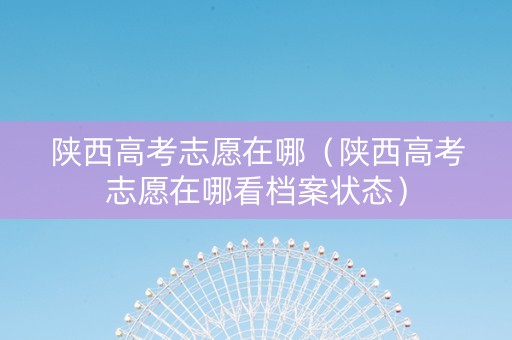 陕西高考志愿在哪（陕西高考志愿在哪看档案状态）