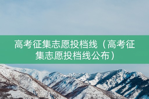 高考征集志愿投档线（高考征集志愿投档线公布）