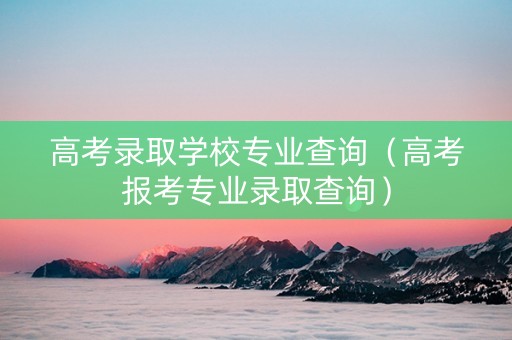 高考录取学校专业查询（高考报考专业录取查询）