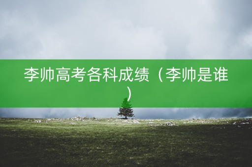 李帅高考各科成绩（李帅是谁）
