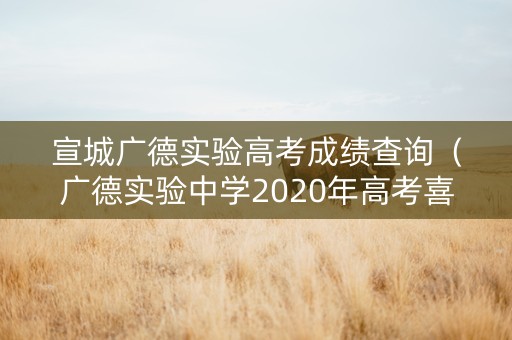 宣城广德实验高考成绩查询（广德实验中学2020年高考喜报）