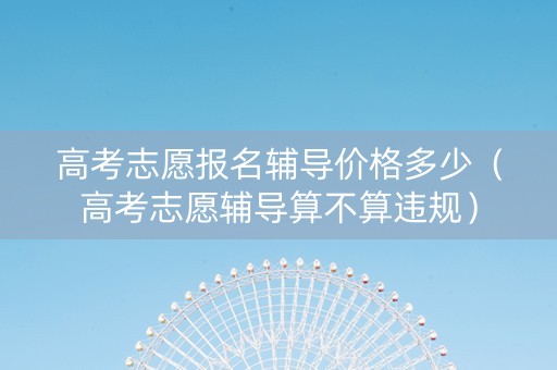 高考志愿报名辅导价格多少（高考志愿辅导算不算违规）