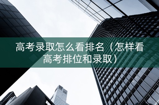 高考录取怎么看排名（怎样看高考排位和录取）