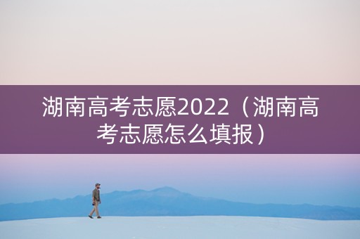 湖南高考志愿2022（湖南高考志愿怎么填报）