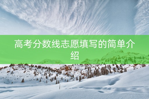 高考分数线志愿填写的简单介绍