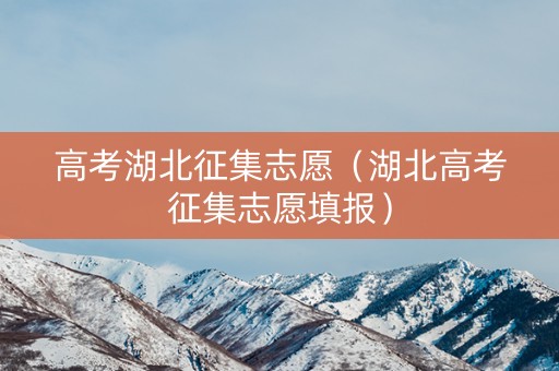 高考湖北征集志愿（湖北高考征集志愿填报）