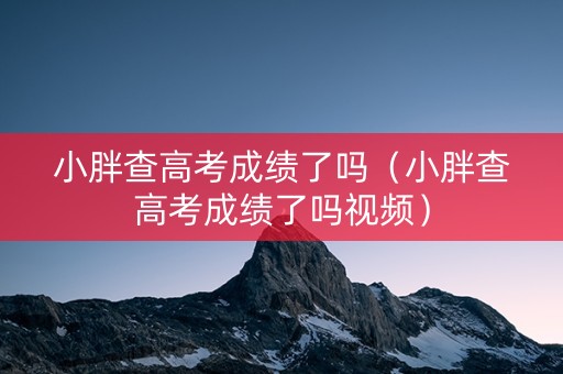 小胖查高考成绩了吗（小胖查高考成绩了吗视频）