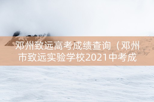 邓州致远高考成绩查询（邓州市致远实验学校2021中考成绩）