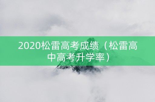 2020松雷高考成绩（松雷高中高考升学率）