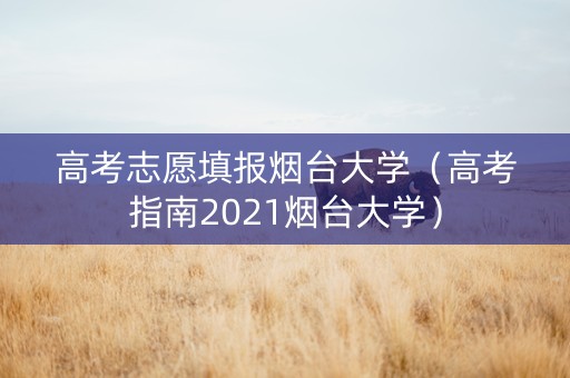 高考志愿填报烟台大学（高考指南2021烟台大学）