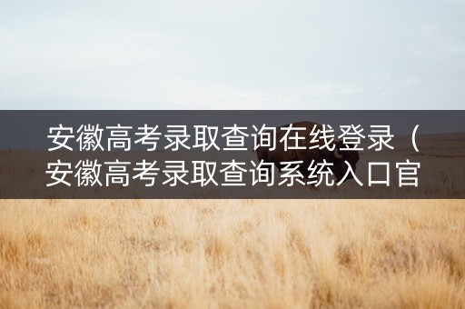 安徽高考录取查询在线登录（安徽高考录取查询系统入口官网）