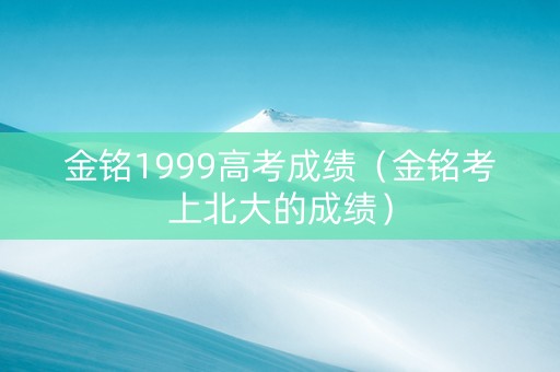 金铭1999高考成绩（金铭考上北大的成绩）