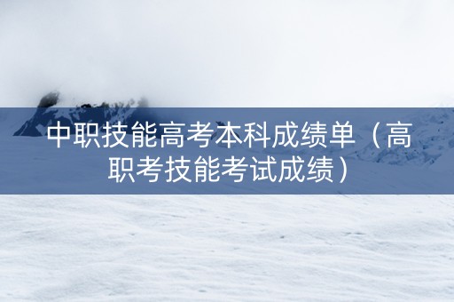 中职技能高考本科成绩单（高职考技能考试成绩）