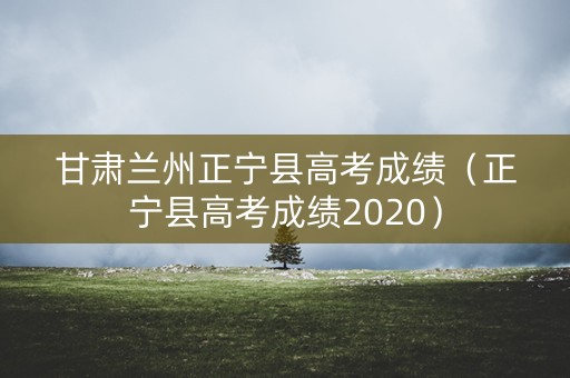 甘肃兰州正宁县高考成绩（正宁县高考成绩2020）