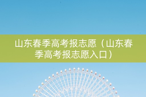 山东春季高考报志愿（山东春季高考报志愿入口）