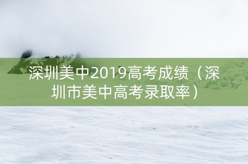 深圳美中2019高考成绩（深圳市美中高考录取率）